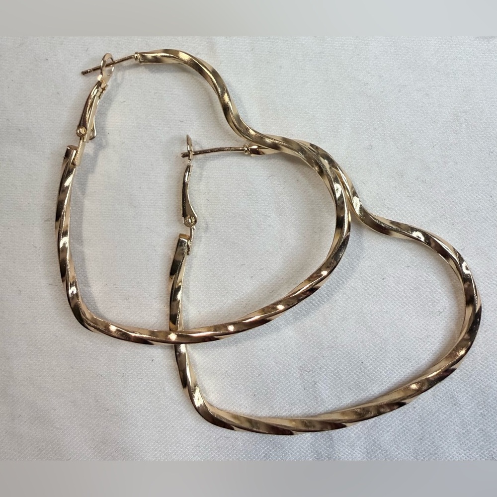 Gold Heart Shaped Hoop Earrings